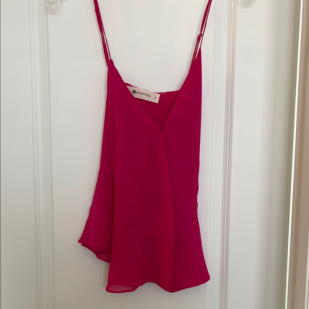 The Impeccable Pig Red Asymmetrical Wrap Camisole